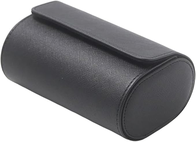 Longjet Watch Roll Travel Case for Men Portable Watches Organizer Box with Removable Velvet Pillow Holder (2 Slot Black Cross)