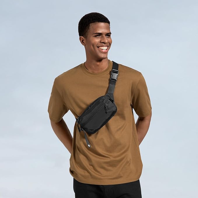 tomtoc 1.5L Sling Bag with RFID Blocking, Crossbody Bag Minimalist Chest Shoulder Pack for Men and Women, Water-resistant Lightweight Casual Waist Fanny Pack for Travel, Daily Use