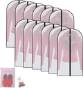 Garment Bags for Hanging Clothes Travel (Set of 12) Suit Bags for Closet Storage Closet Cover for Open Closet Clothes Storage Bag with Zipper for Suits, Jackets, Shirts (Black, 24'' x 40'')