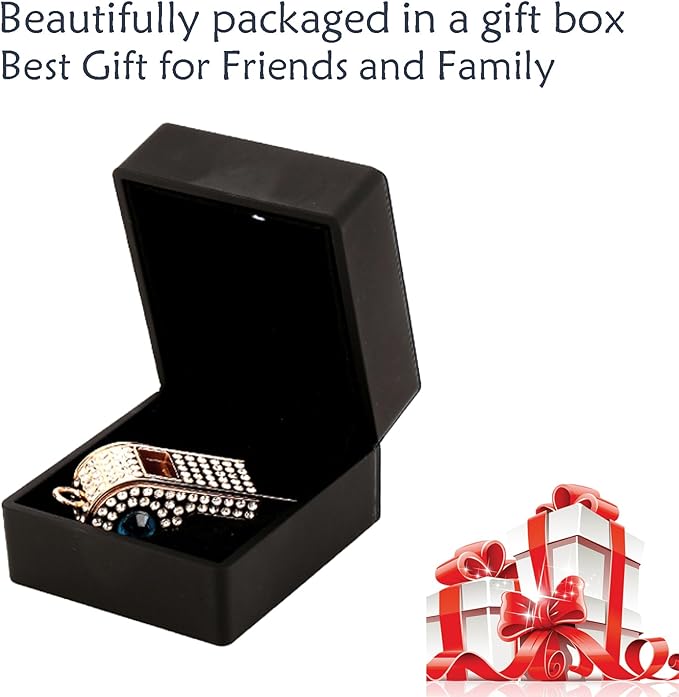 Whistle,Rhinestone Sports Whistle with Keychain for Coach/Referee/Training/Lifeguard/Teachers(Gold)