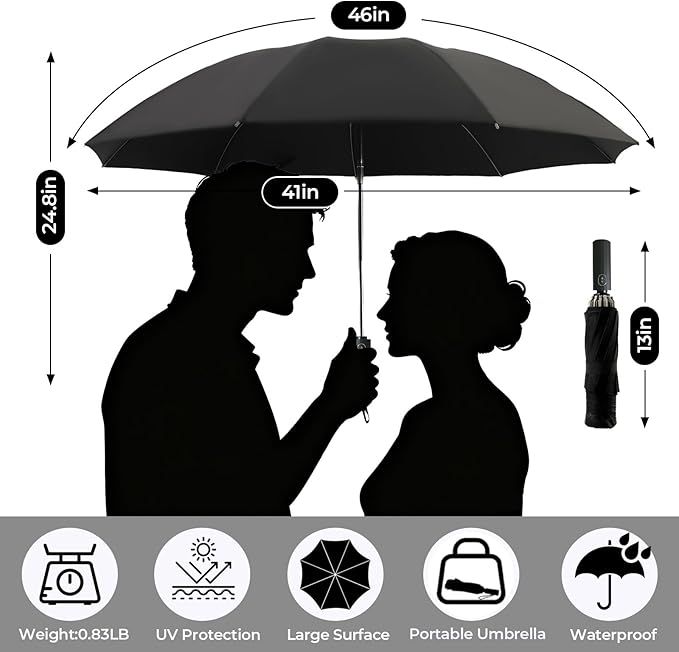 LLanxiry Compact Travel Umbrella, Mini Windproof Umbrellas for Rain & Sun, Small Lightweight Outdoor UV Umbrella, Portable Folding Umbrellas for Travel