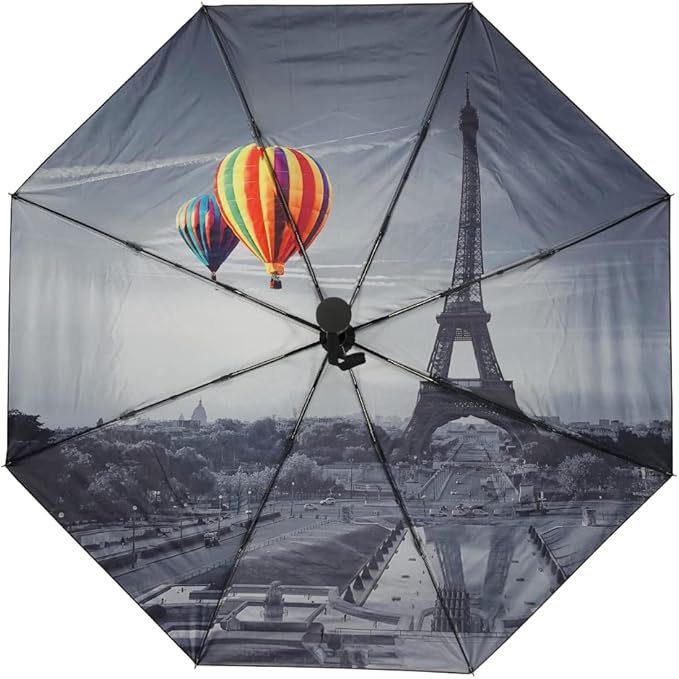 LLanxiry Compact Travel Umbrella, Mini Windproof Umbrellas for Rain & Sun, Small Lightweight Outdoor UV Umbrella, Portable Folding Umbrellas for Travel