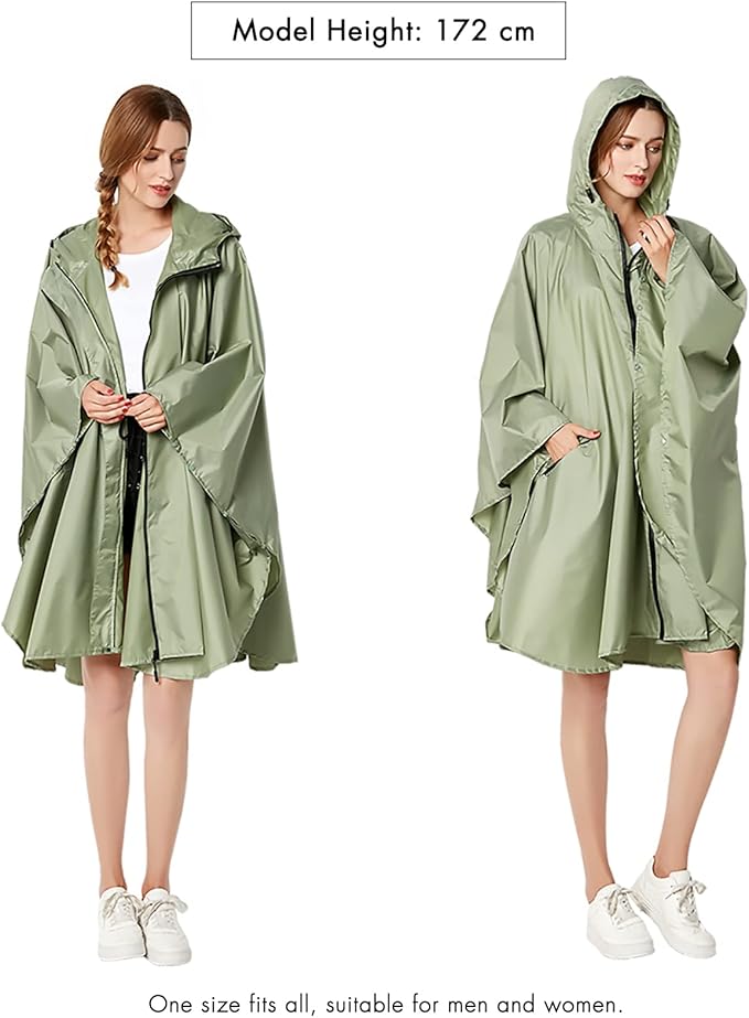 ANYOO Waterproof Rain Poncho Lightweight Reusable Hiking Hooded Coat Jacket for Outdoor Activities
