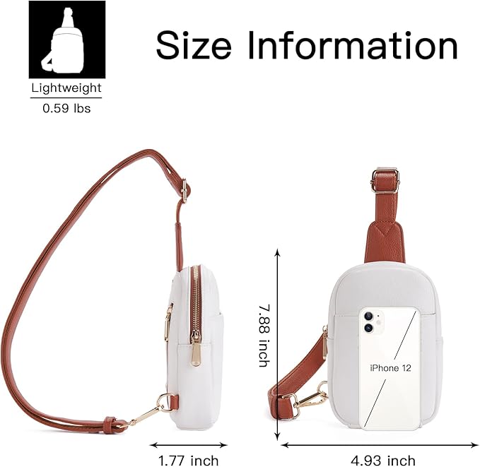 Telena Small Sling Bag for Women Leather Crossbody Fanny Packs Chest Bag for Women