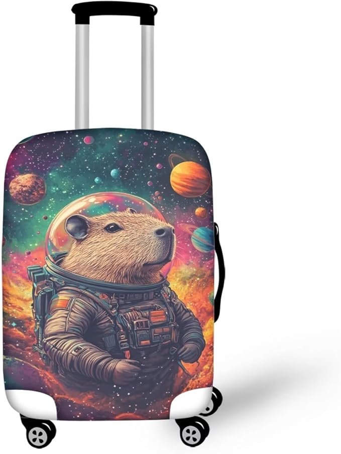 Cute Capybara Suitcase Cover Fit 26-29 Inch Anti-Scratch Washable Spandex Travel Luggage Covers for Suitcase Solar System Planet Travel Essential Baggage Case Protector