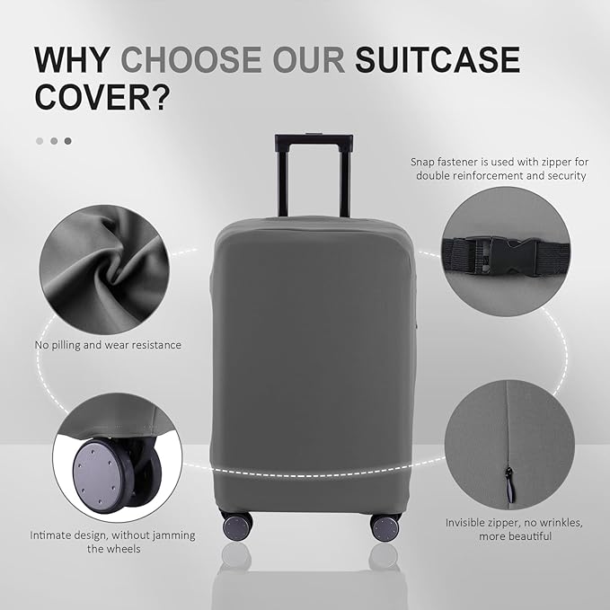 Travel Luggage Cover Suitcase Protector Scratch-Resistant Fit 19-31 Inch Suitcase, Not Included Suitcase (Slate Gray, SX(22-23 inch))
