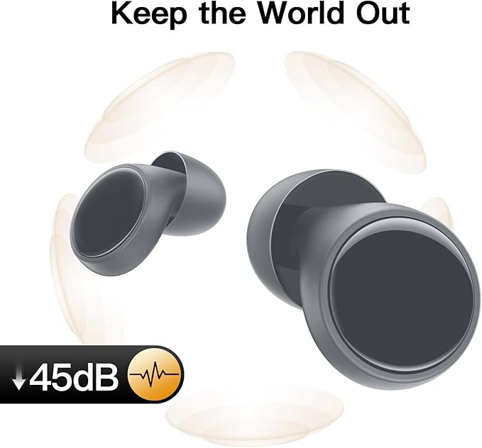 Ear Plugs for Sleeping 45dB Noise Cancelling Ear Plugs for Concerts, Focus, Travel, Work Silicone Hearing Protection Earplugs with 8 Ear Tips Reusable Noise Reduction Ear Plug with Storage Case Gray