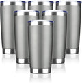 20oz Tumbler Bulk Stainless Steel Vacuum Insulated Tumblers with Lid Double Wall Travel Mug, Durable Powder Coated Coffee Cup, Suitable for Ice Drinks and Hot Beverage (Gray 6pack)