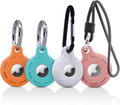 Airtag Holder and Keychain - 4 Pack Silicone Case Compatible with Apple Airtag (Orange, Teal, White, Pink)
