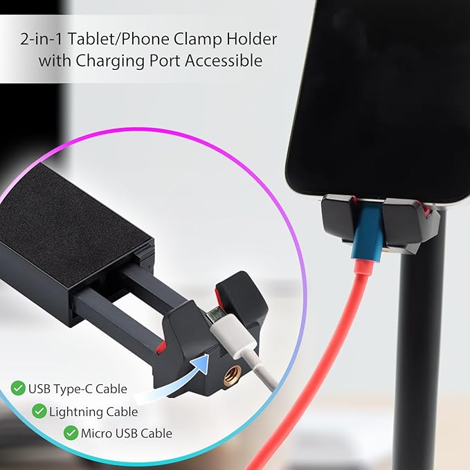 Kado Metal Portable Monitor Stand Tripod, 100x100mm 75x75mm Wall/Arm Mount Adapater Bracket Plate, 360° Ball Head and 1/4" Screw Compact for Phone, Tablet, Projector, Camera and Webcam