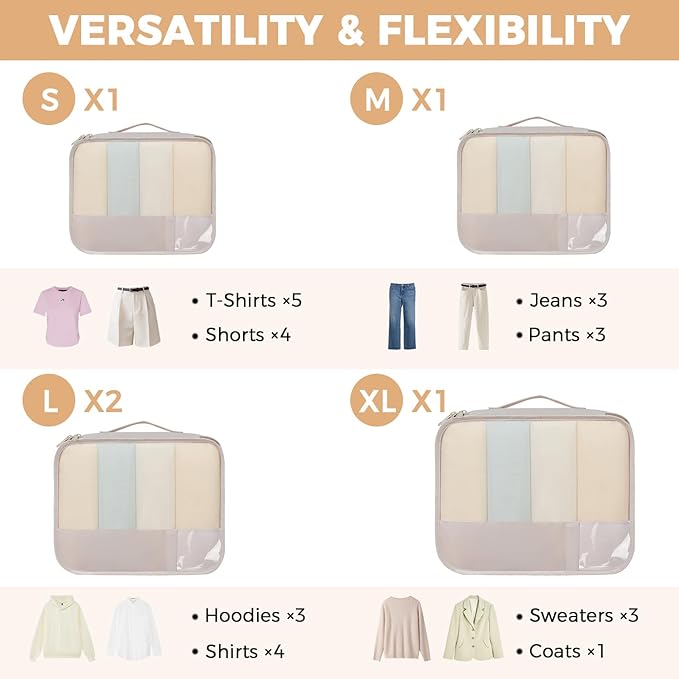 BAGAIL 9 Set Packing Cubes Luggage Packing Organizers for Travel Accessories