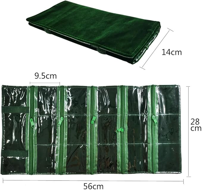 Travel Jewelry Roll Bag Portable Organizer Pouch With Grids&PVC Cover Storage Bags for Necklace, Bracelet, Bracelet,Ring, Badge, Pendant
