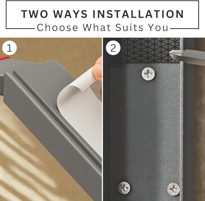 Door Stop, No Drill Door Stoppers - Kickdown Doorstop for Home, Glass Doors, & Outdoors, Easy to Install Doors with Self Adhesive Door Stopper, No Screw Flip Down Portable Door Stopper - Gray