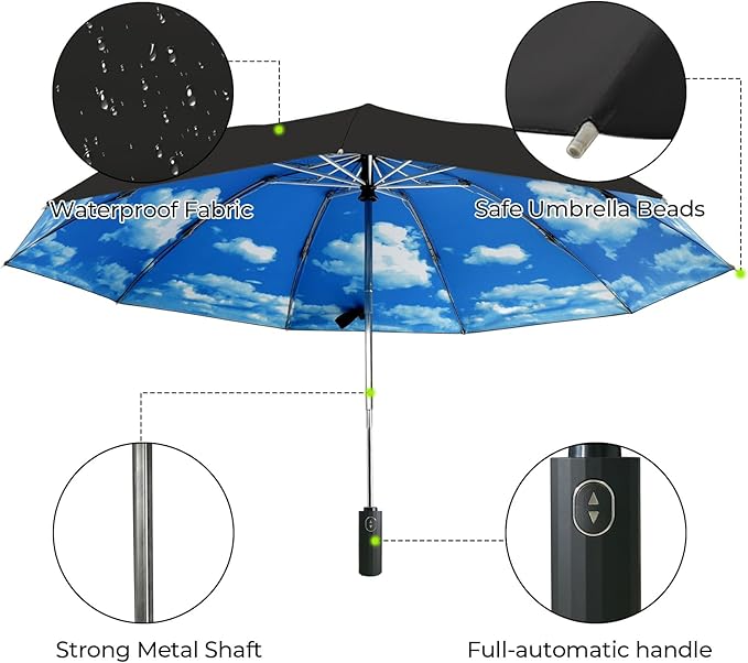 LLanxiry Compact Travel Umbrella, Mini Windproof Umbrellas for Rain & Sun, Small Lightweight Outdoor UV Umbrella, Portable Folding Umbrellas for Travel