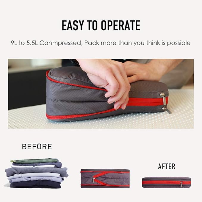 Bee Nesting Waterproof Compression Packing Cubes,Travel Packing organizers for Carry on Luggage,Backpacking, Suitcases