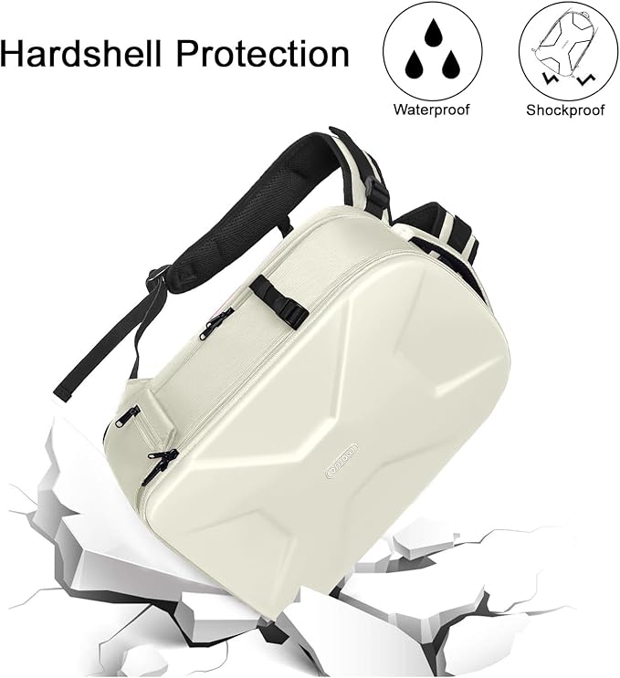 MOSISO Camera Backpack, DSLR/SLR/Mirrorless Photography Camera Bag 15-16 inch Waterproof Hardshell Case with Tripod Holder&Laptop Compartment Compatible with Canon/Nikon/Sony, Beige