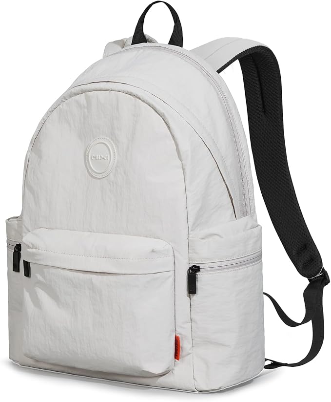 mixi Outdoor Lightweight Backpack Casual Carry On Laptop Backpack Travel Bookbag for Women Men, Water Resistant Durable Small Hiking Bag for Camping Weekender Sports College Work, 15 Inch, Light Gray