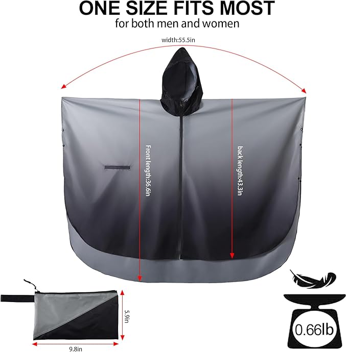 Rain Poncho Jacket Coat Hooded Zipper Style for Women/Men/Adult with Pocket