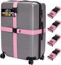 GORILLA GRIP Heavy Duty 4 Pack Adjustable Luggage Straps for Suitcases, Easy to Identify Travel Belt Connector Holds Suitcase Together, Extends Life of Bag, Strap Connects Two Bags, Accessories Pink