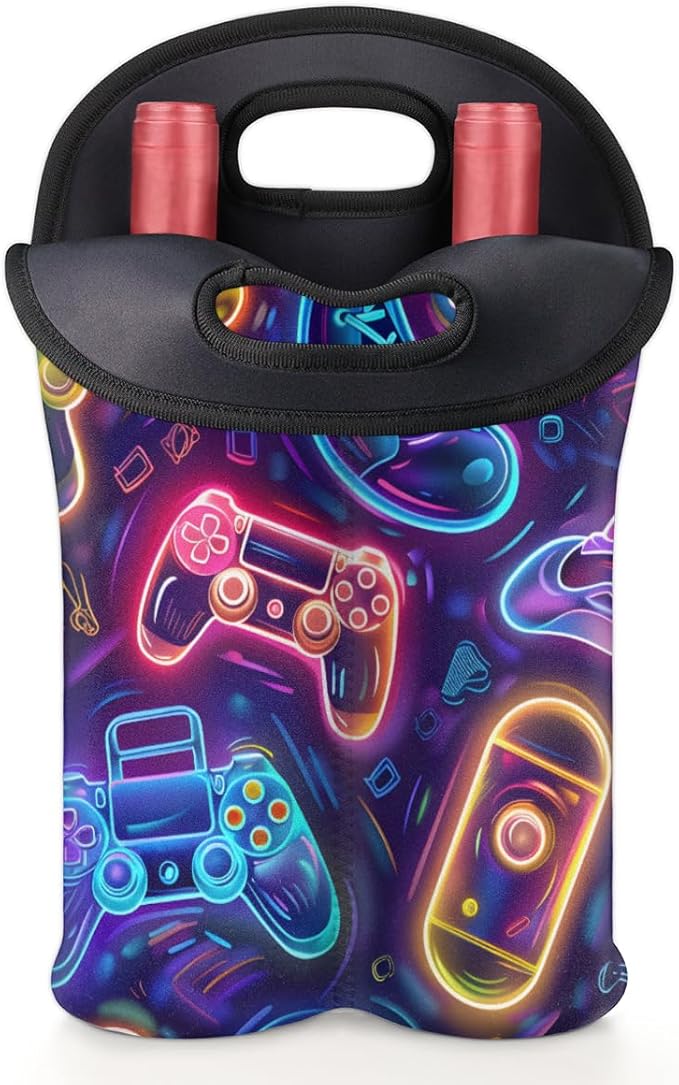 Neoprene Wine Tote, Bottle Carrier Gag Insulating Neoprene Thicker, Insulated Wine Bag for Travel Holds Two Bottles, Bottle Carrier Bags Protect the Bottles, Game Console