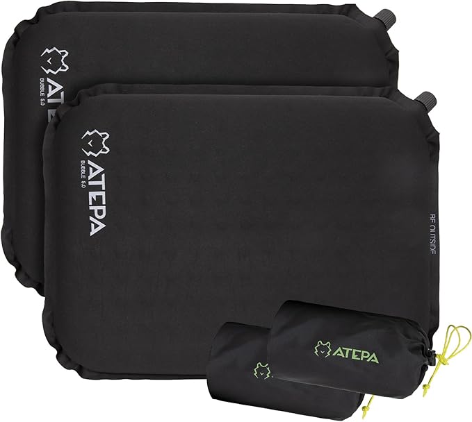 ATEPA Inflatable Stadium Seat Cushion, Self-Inflating Memory Foam Stadium Seats Bleacher Seat Chair Cushion Pad for Airplane Travel Backpacking Sports Events