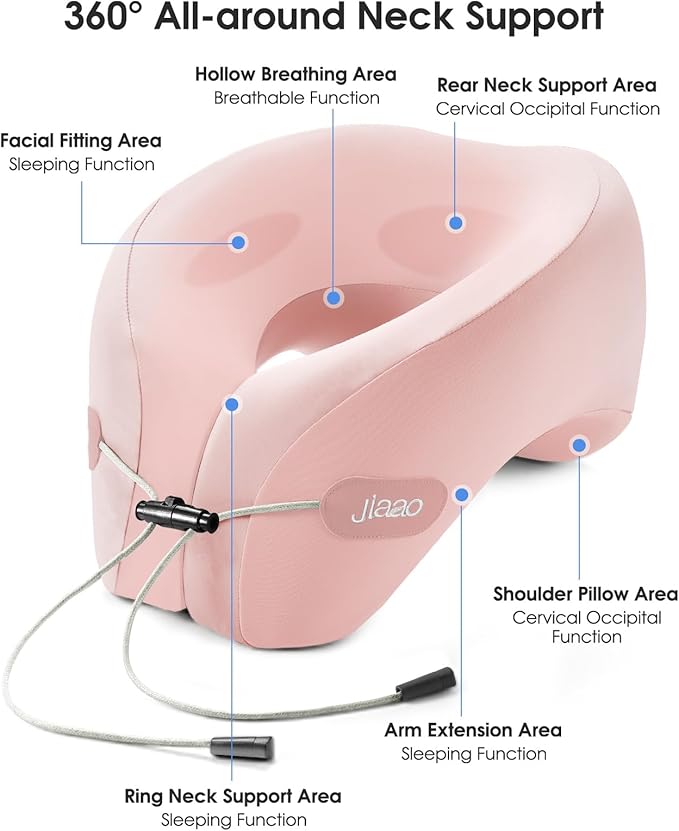 Travel Pillow,Travel Neck Pillows for Airplanes, Memory Foam Travel Pillows with 360° Head and Neck Support,Ergonomic Design Travel Essential Suitable for Plane,Car, Home,Train and Bus Trip