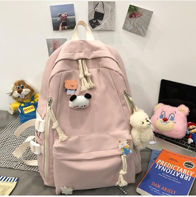 DUSLANG Big Student Laptop Backpack For College Women Men Middle High School Teen Girls Bookbag Travel Daypack,Pink