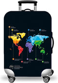 WUJIAONIAO Travel Luggage Cover Baggage Suitcase Cover Protector Skins 18-32 Inch (map, M (for 22-24 inch luggage))