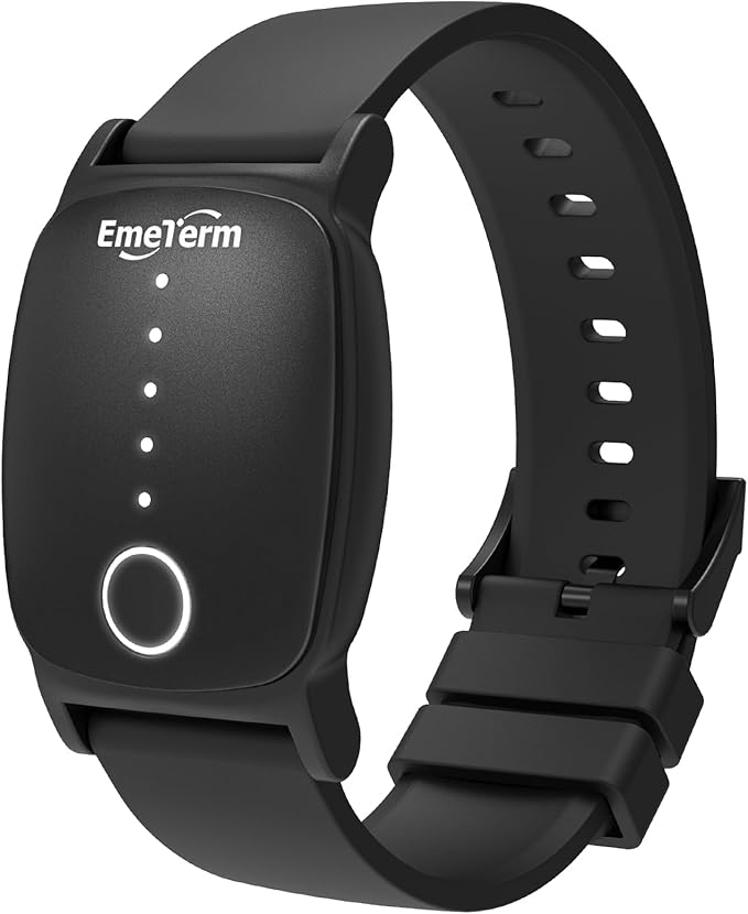 EmeTerm Explore FDA-Cleared Anti-Nausea Wristband IP67 Waterproof Morning Motion Sickness Relief Band Rechargeable Classic Strap Design Drug Free Non-drowsy Without Side Effects Galaxy Black