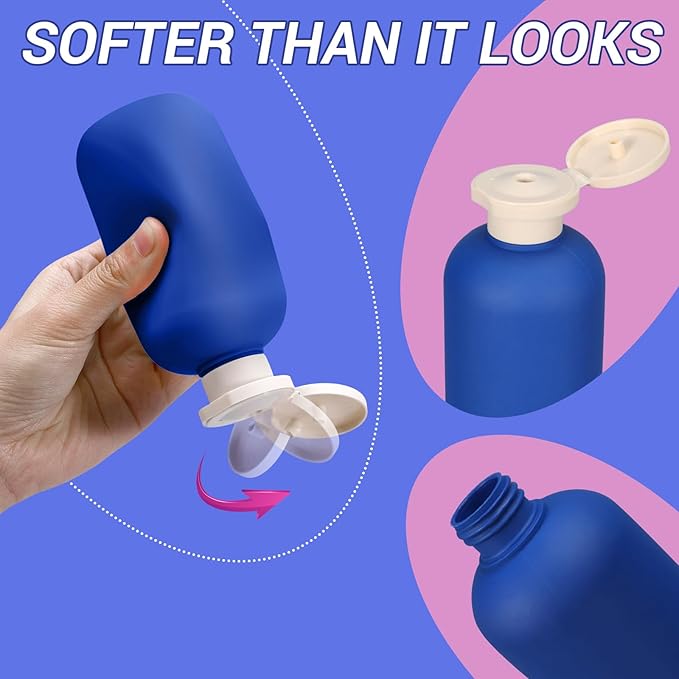 ASEVAT 6.7oz Airtight Plastic Travel Shampoo Bottles, Travel Shampoo and Conditioner Bottles Refillable, Empty Travel Size Shampoo Bottle, Hand Soap Dispenser for Vacation, Gym, Home(Navy)