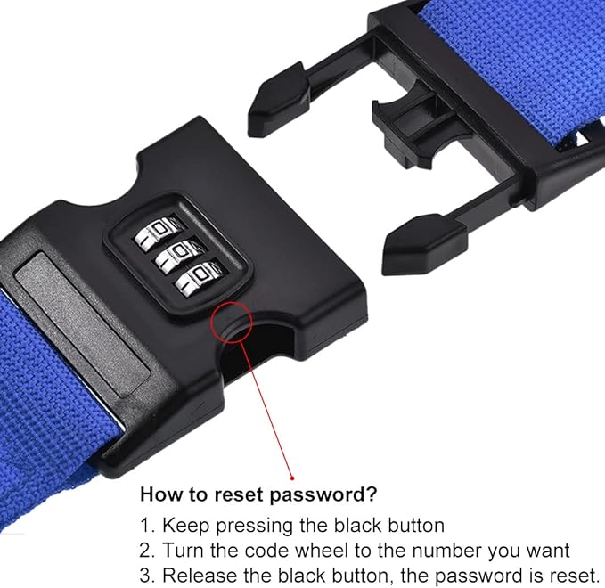 uxcell Luggage Straps Suitcase Belts with Buckle, Combination Lock, Adjustable Travel Packing Accessories