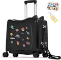 smilesun 20" Ride-On Travel Suitcase for Kids, Cute Ear Toddler Carry on Luggage with Spinner Wheels, Children Rolling Trolly Luggage with Combination Lock (Coal Black with Rope)