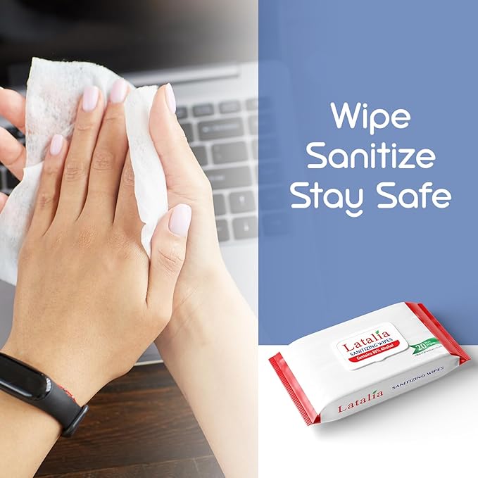 Hand Wipes | 80% Alcohol Hand Sanitizer Wipes for Hands & Face Moisturizing, Gentle, Convenient and Fragrance Free (Pack of 5, 20 Counts)
