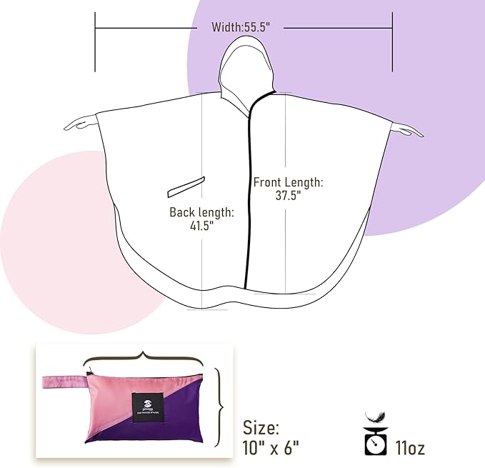 SaphiRose Rain Poncho Jacket Coat Hooded for Adults with Pockets