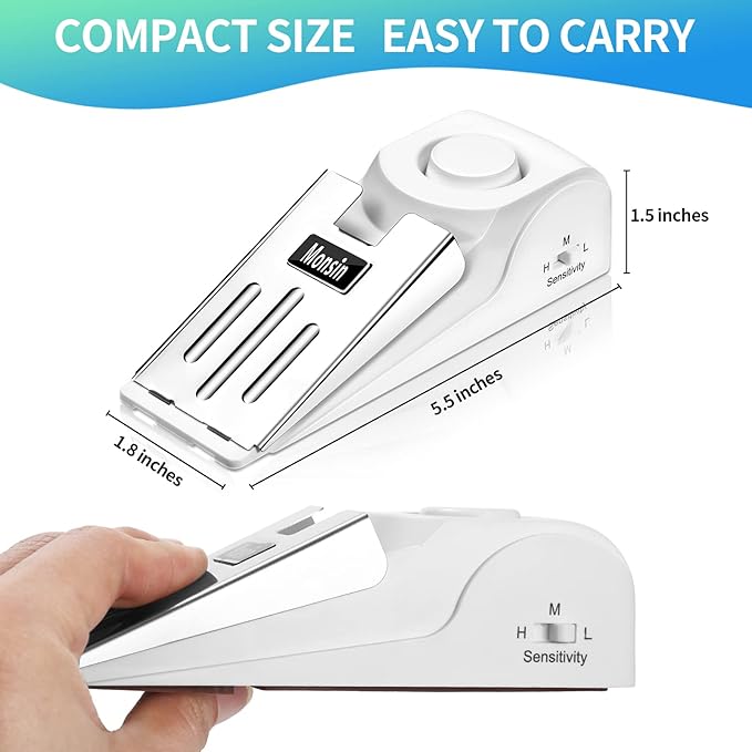Door Stop Alarm, Door Stopper with 120DB Security Alarm, Floor Wedge Doorstop for Travel Apartment Home House (Pack of 1)