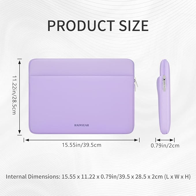 RAINYEAR Laptop Sleeve Case 15.6 Inch, Protective Portable Case with Front Pocket, Briefcase Handbag Computer Carrying Bag Laptop Bag Compatible for HP, Dell, Asus, Lenovo, Notebook, Purple