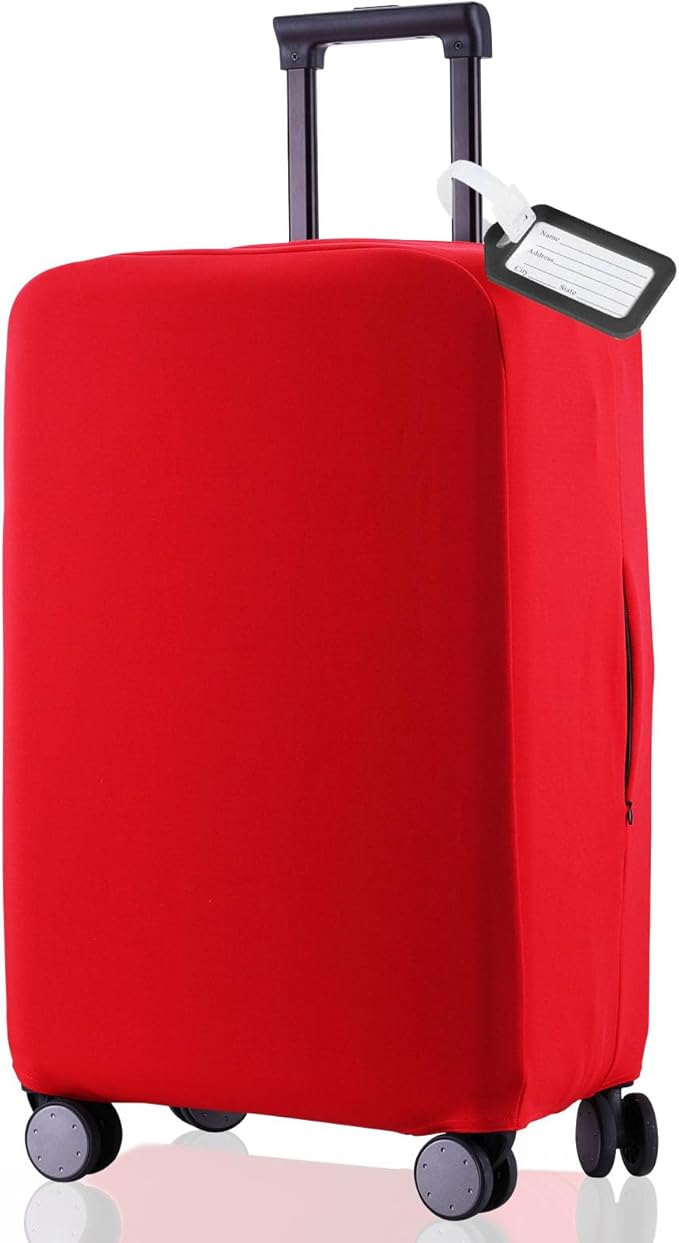 Travel Luggage Cover - Scratch-Resistant Fit 19-31 Inch, Red, 3XL (32-33inch)