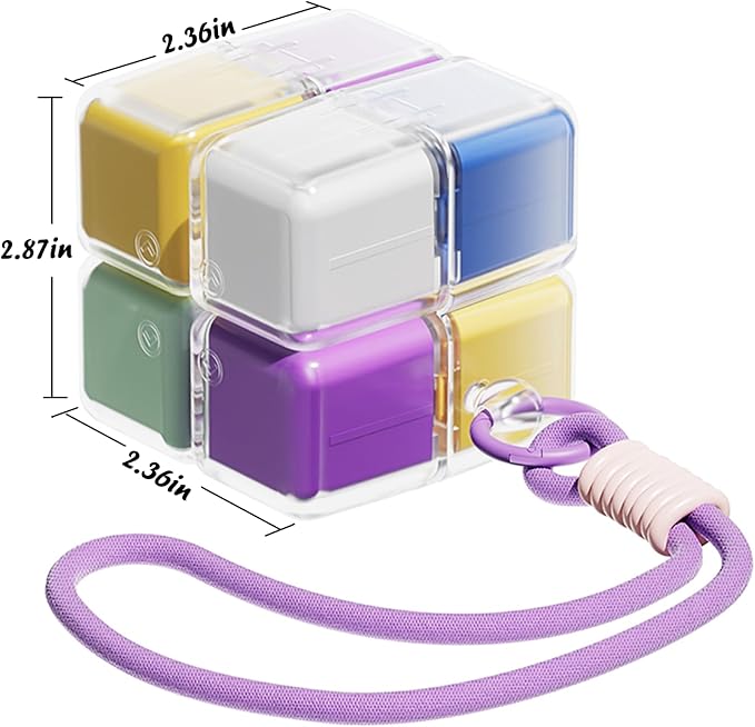 Travel Pill Organizer,Magnetic Cube Cute Pill Box,Pill Compact with 8 Compartment,Vitamin Cases Organizers 7 Day for Vitamins & Supplements (White)