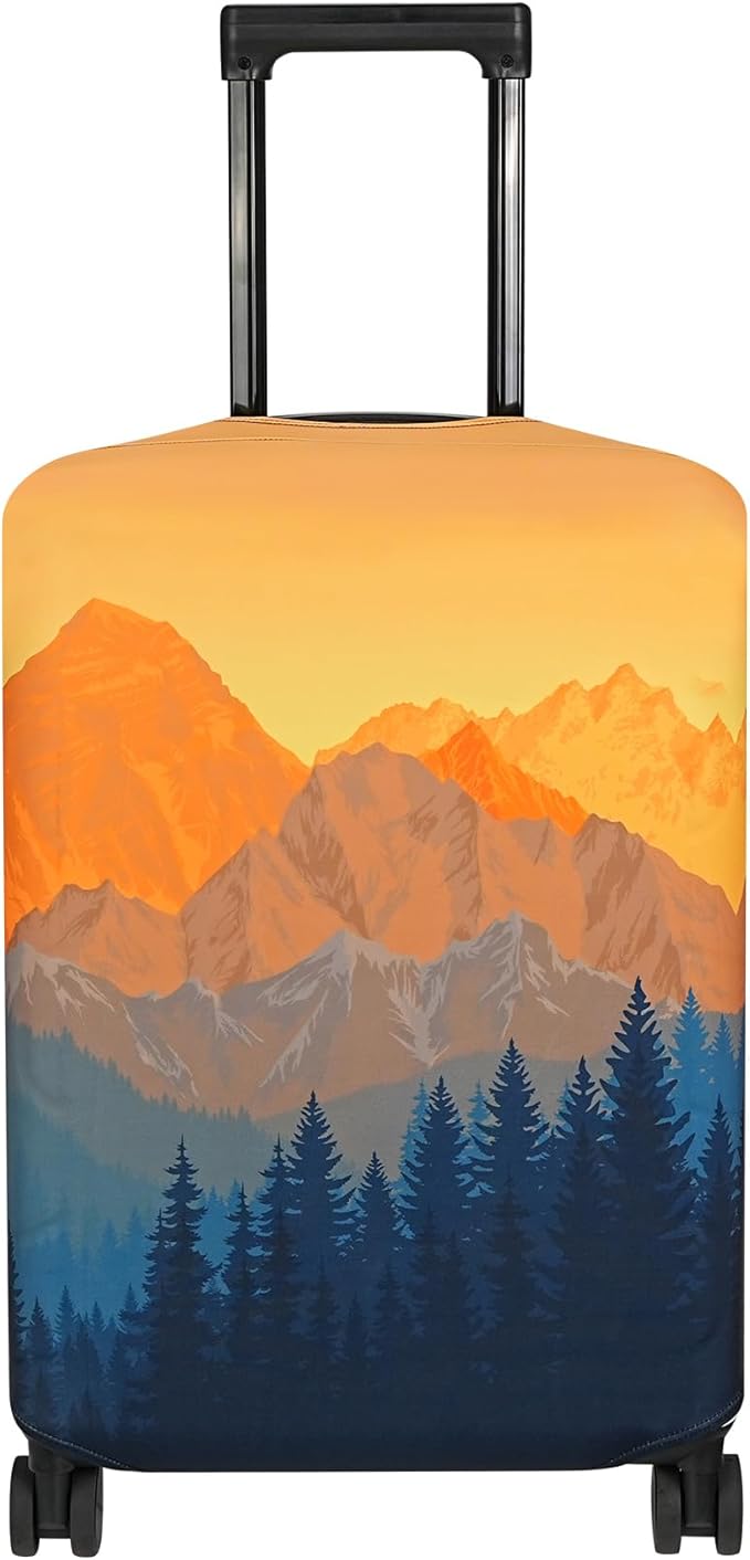 Explore Land Travel Luggage Cover Suitcase Protector Fits 23-26 Inch Case (Amber Mountains, M)