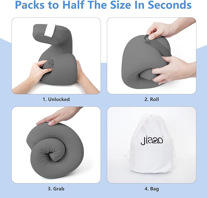 Travel Neck Pillow, Advanced Neck Support for International Flights, 3D Eye Masks, Ear Plugs and Storage Bag, Memory Foam Airplane Pillow for Travel, Sleep Rest, Trains, Road Trips
