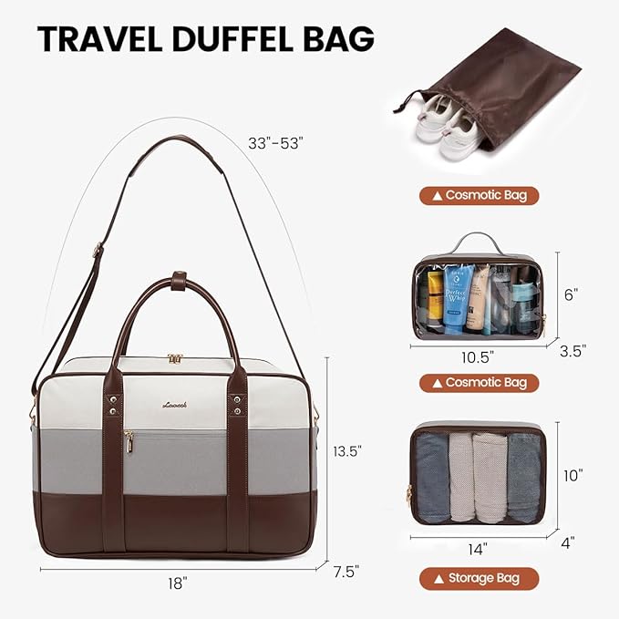 LOVEVOOK Weekender Travel Duffel Bag, Personal Item Duffle Bags for Women with Laptop Compartment, Overnight Bag with Toiletry Bag, Yoga Gym Bag with Wet Pocket, Hospital Bag for Labor and Delivery