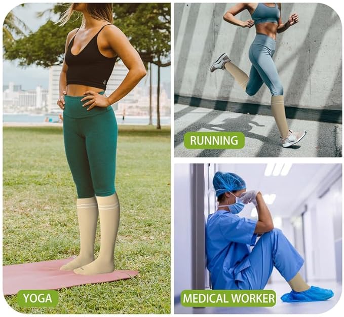 LEVSOX Compression Socks for Pregnant Women 20-30 mmHg Knee High Cute Funny Mens Supports Socks for Nurses, Medical, Travel