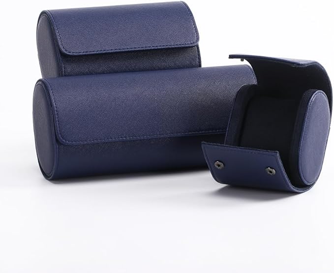 HAN QIANG Travel watch case Chic Portable Vintage Leather Display Watch Storage Box for great gifts for man (blue)