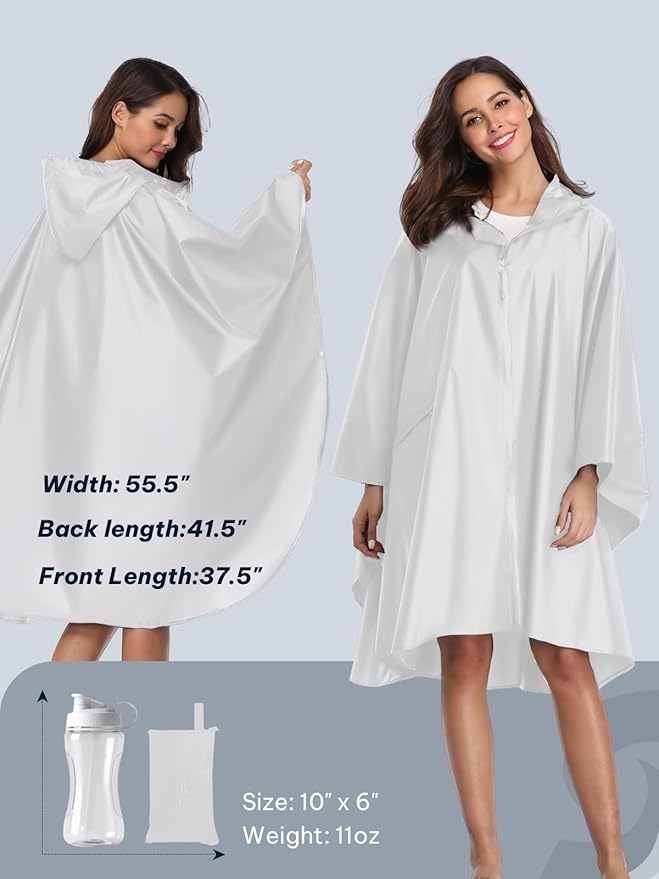 SaphiRose Unisex Rain Poncho Raincoat Hooded for Adults Women with Pockets