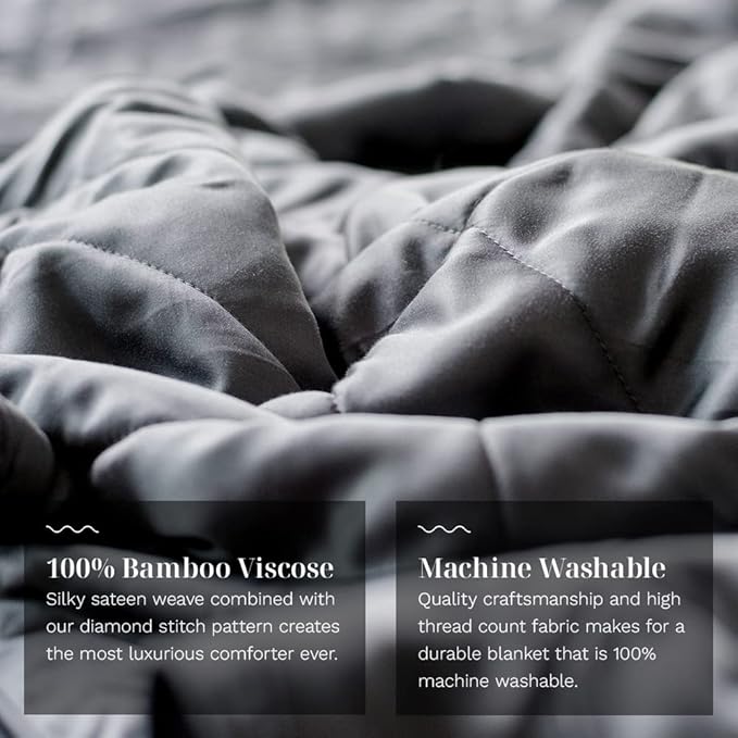 LUXOME Lightweight Blanket | 100% Rayon (Viscose) from Bamboo Fabric & Fill | Full/Queen - 86"x92" | Super Soft | Thermal-Regulating | Charcoal