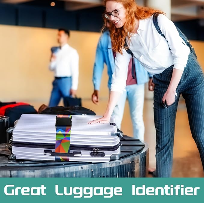 Slohif Luggage Straps for Suitcases Travel Belt Accessories Luggage Connector Identifiers Over Handle with Buckle Unique Nylon Adjustable Strap for Sleeping Bag Car Seat Color Triangle (2 Pack)