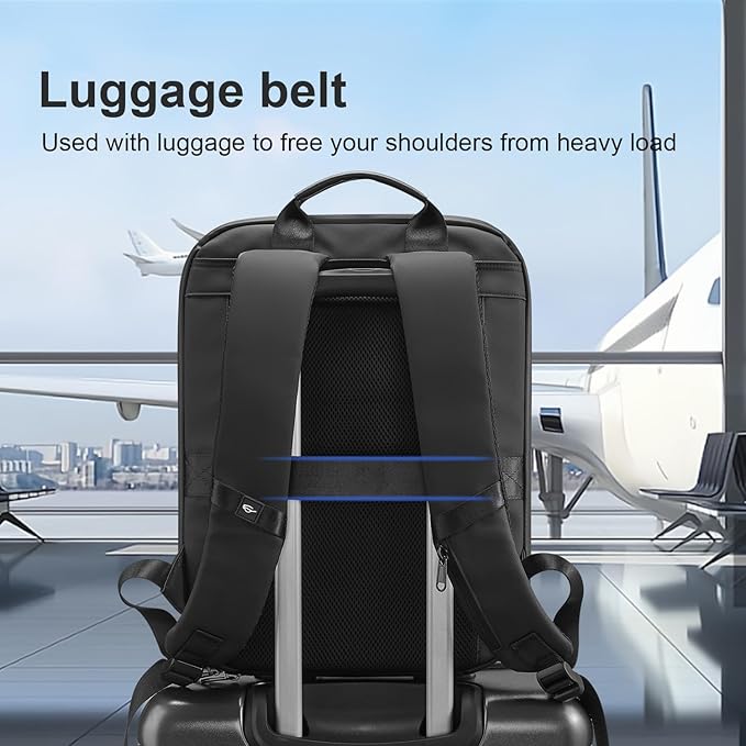 SOKOK Carry On Travel Backpack Waterproof Business Backpack with Laptop Compartment, Slim Hardshell Computer Backpack for Men and Women, Black