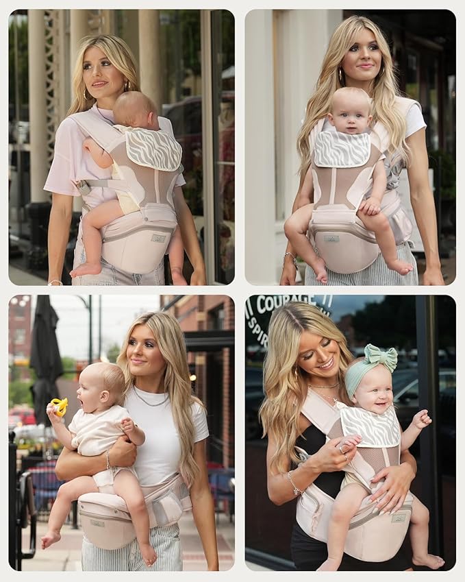 MOMTORY Carryall™ Pro Baby Carrier, Safety-Certified 6-in-1 Ultra Storage Baby Carrier Newborn to Toddler, Front & Back Baby Holder Carrier with Hip Seat, Soft Pink
