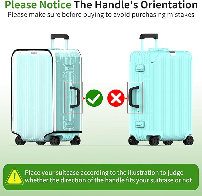 Suitcase Covers For Luggage, 28 Inch Clear PVC Luggage Covers Protector Full Thicken Transparent Waterproof Suitcase Sleeve With Large Velcro for 28" Wheeled Suitcases