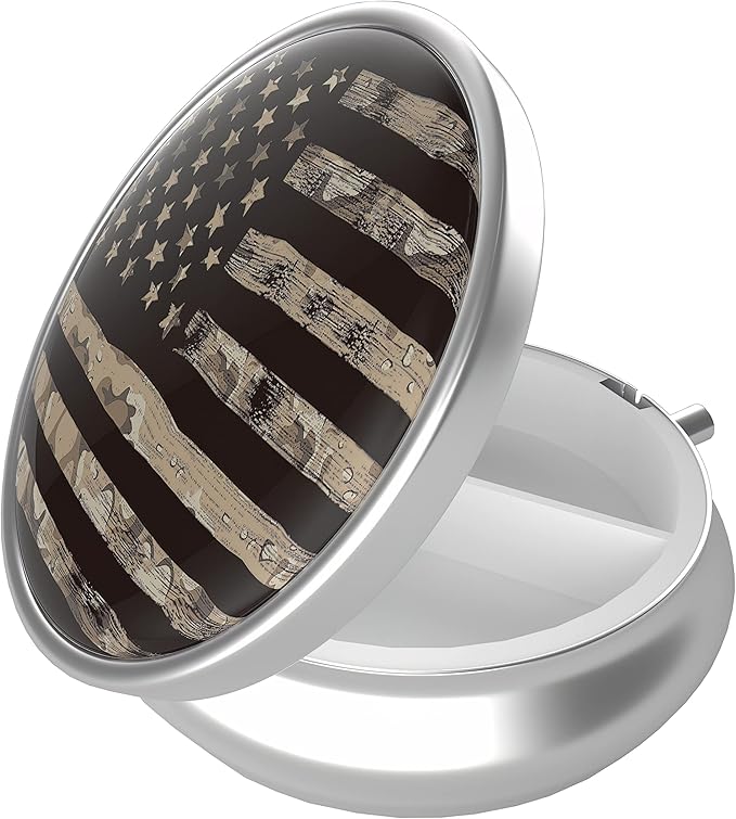 Pill Box, 3 Compartment Portable Travel Medicine Box with Mirror, Compact and Cute, Fits in Purse and Pocket, Medicine and Vitamin Organizer (American Flag)